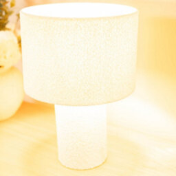 Valuelights Ash Natural Cream Boucle Bedside Table Lamp With A Drum Lampshade - thumbnail 5