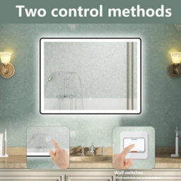 AVER-GROWTH Illuminated Bathroom Mirror With Led Lights 3 Colour Black Frame Anti-Fog Dimmable Touch/wall Switch Vertical/horizontal 700X500mm - thumbnail 6