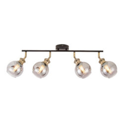 GoodHome Mebel Bar Matt Antique Brass Effect 4 Light Spotlight - thumbnail 1