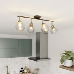 GoodHome Mebel Bar Matt Antique Brass Effect 4 Light Spotlight - thumbnail 2