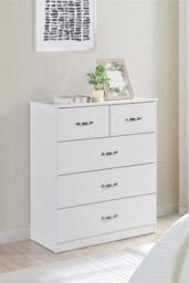Paddington White 3+2 Chest Of Drawers Dresser Bedroom Furniture Storage
