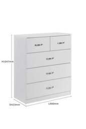 Swish Furniture Paddington White 3+2 Chest Of Drawers Dresser Bedroom Furniture Storage - thumbnail 3