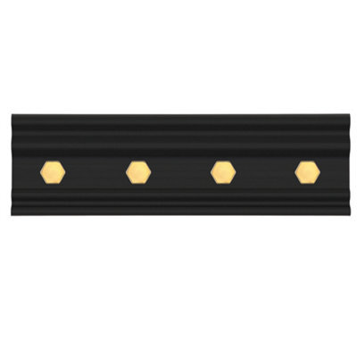 Livivo Wall Mounted Floating Coat Rack - Modern, Sleek, Space-Saving Clothes Hanger With 4 Hooks - Black & Gold - image 1