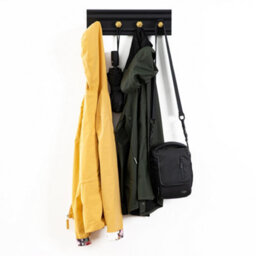 Livivo Wall Mounted Floating Coat Rack - Modern, Sleek, Space-Saving Clothes Hanger With 4 Hooks - Black & Gold - thumbnail 8