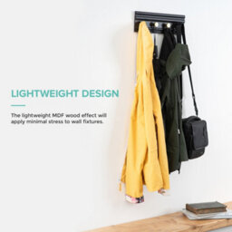 Livivo Wall Mounted Floating Coat Rack - Modern, Sleek, Space-Saving Clothes Hanger With 4 Hooks - Black & Gold - thumbnail 2