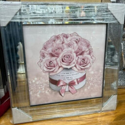 Biznest Modern Liquid Glitter Wall Art With Mirrored Edges Extra Large Size 55X55Cm (Million Roses Pink)