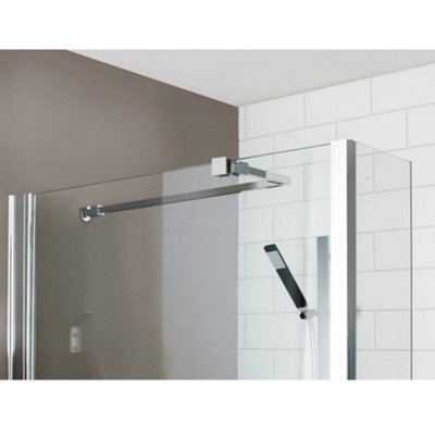 Nuie Arm22 Polished Chrome Stainless Steel Wetroom Shower Screen Support Arm (Wall-Mounted, 1000mm) - image 1