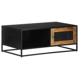 Berkfield Industrial Coffee Table 90X50X35 Cm Rough Mango Wood - thumbnail 8