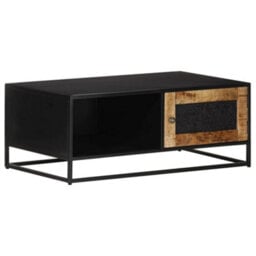 Berkfield Industrial Coffee Table 90X50X35 Cm Rough Mango Wood - thumbnail 9