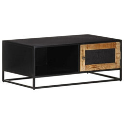 Berkfield Industrial Coffee Table 90X50X35 Cm Rough Mango Wood - thumbnail 2