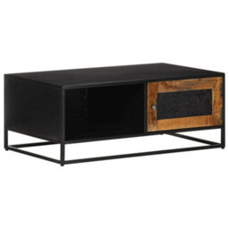 Berkfield Industrial Coffee Table 90X50X35 Cm Rough Mango Wood - thumbnail 7