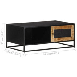 Berkfield Industrial Coffee Table 90X50X35 Cm Rough Mango Wood - thumbnail 6