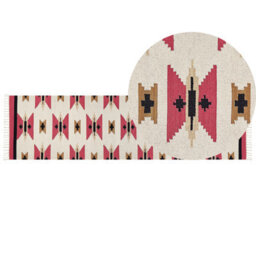 Beliani Rug Garni Multicolour 80 X 300 Cm Cotton Kilim
