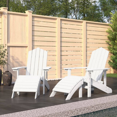 Berkfield Garden Adirondack Chairs 2 Pcs With Footstools Hdpe White - image 1