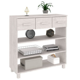 Berkfield Sturdy Console Table White 90X35X90 Cm Solid Wood Pine - thumbnail 4