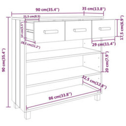 Berkfield Sturdy Console Table White 90X35X90 Cm Solid Wood Pine - thumbnail 8