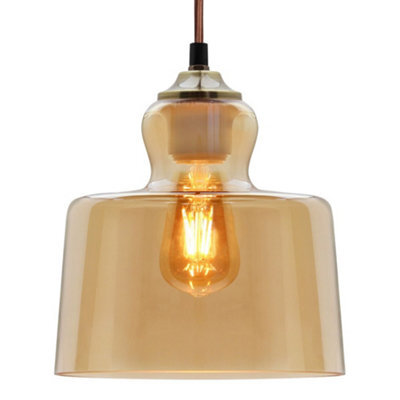 Long Life Lamps Company Modern Vintage Gold Glass Pendant Light Lamp M0225 - image 1