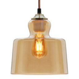Long Life Lamps Company Modern Vintage Antique Brass Ceiling Pendant Light Smoked Gold Glass Lamp Shade M0225