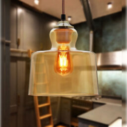 Long Life Lamps Company Modern Vintage Gold Glass Pendant Light Lamp M0225 - thumbnail 6