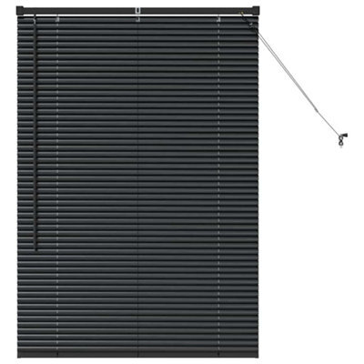 Berkfield Modern Window Blind With Curtains Manual Black Aluminium