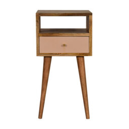 Artisan Furniture Solid Wood Mini Blush Hand Painted Bedside, 1 Drawer & 1 Shelf, Brown & Pink - thumbnail 6
