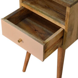 Artisan Furniture Solid Wood Mini Blush Hand Painted Bedside, 1 Drawer & 1 Shelf, Brown & Pink - thumbnail 8