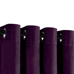 Happy Homewares Plum Purple Velvet Blackout Eyelet Curtains - 46X54 Inch Drop - Pair - thumbnail 3