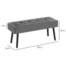 Homcom End Of Bed Bench With Thick Padding And Steel Legs For Entryway, Grey - thumbnail 3