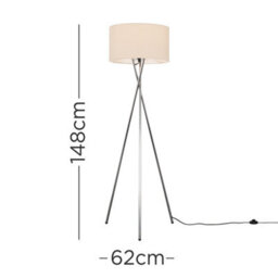 Valuelights Camden Chrome Tripod Floor Lamp With Cream Shade And Bulb - thumbnail 5