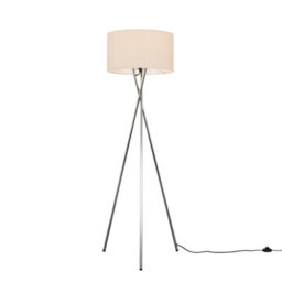 Valuelights Camden Chrome Tripod Floor Lamp With Cream Shade And Bulb
