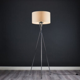 Valuelights Camden Chrome Tripod Floor Lamp With Cream Shade And Bulb - thumbnail 2