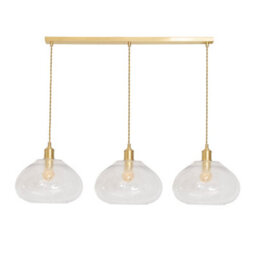 Valuelights Corinne Twill Glass 3 Drop Brushed Gold Diner Ceiling Pendant Light With Bulbs - thumbnail 2