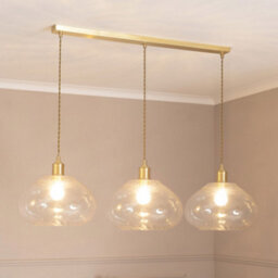 Valuelights Corinne Twill Glass 3 Drop Brushed Gold Diner Ceiling Pendant Light With Bulbs