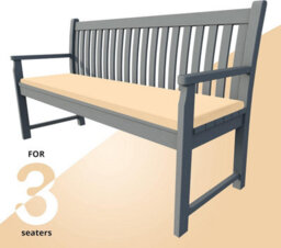 istyle mode 3 Seater Garden Bench Cushion Seatpad Indoor & Outdoor Use - Beige - thumbnail 3