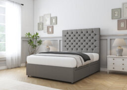 "Comfort Winslow Pewter Tweed Divan Bed Base 2 Drawers Same Side - 26"" Strutted  4'6 Double" - thumbnail 4