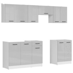 Heze Furniture Summer 7 Unit Kitchen Cabinets Set 230Cm In Light Grey Gloss - thumbnail 4