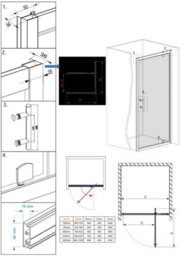Sundaze Bathroom 700mm Pivot Door Shower Enclosure Matt Black Framed 800mm With Side Panel And Black Smc Shower Tray - thumbnail 7
