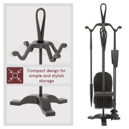 Lassic Fire Vida 5 Piece Buxton Black Companion Set - Shovel, Brush, Poker, Tong - thumbnail 6