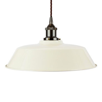 Clay White Chancery Painted Dome Pendant Light With Black Nickel Lamp Holder And Brown Twisted Cable - Se Home - image 1