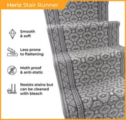 Heriz Stair Runner - Soft & Durable Carpet Runner For Stairs & Staircases, Multiple Lengths - thumbnail 3