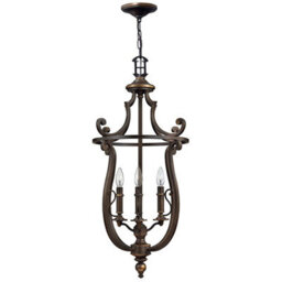 Elegant 4 Bulb Chandelier Pendant Light In Olde Bronze Finish With Led E14 Socket