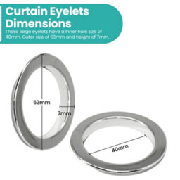 Neel Blue 40mm Curtain Eyelets Round Plastic Eyelets, Silver - 8Pcs - thumbnail 2