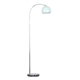 Valuelights Designer Style Polished Chrome Stem Floor Lamp With Pale Blue Metal Dome Light Shade With Led Gls Bulb In Warm White