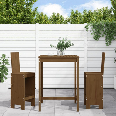 Berkfield 3 Piece Garden Bar Set Honey Brown Solid Wood Pine - image 1