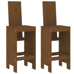 Berkfield 3 Piece Garden Bar Set Honey Brown Solid Wood Pine - thumbnail 3