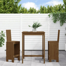 Berkfield 3 Piece Garden Bar Set Honey Brown Solid Wood Pine - thumbnail 1