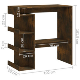 Vidaxl Bar Table With Storage Rack Smoked Oak 100X50X101.5Cm Engineered Wood - thumbnail 9