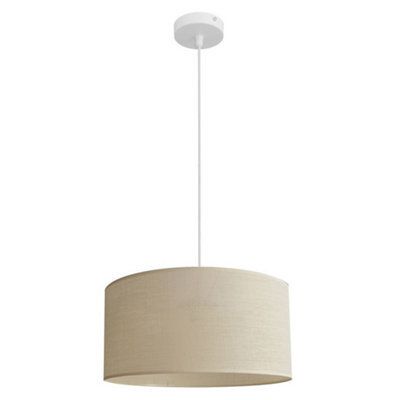 Luminosa Lighting Luminosa Alba Cylindrical Pendant Ceiling Light Ecru, White 40Cm