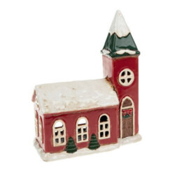 Village Pottery Christmas Church Large Tea Light Holder - thumbnail 2