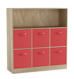 Urbn-Living Oak, Red - Wide 7-Cube Bookcase With Drawers - thumbnail 4